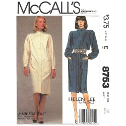 8753 MCCALLS 1983 HELEN LEE LONG SLEEVE STRAIGHT YOKE DRESS PATTERN 14 UNCUT